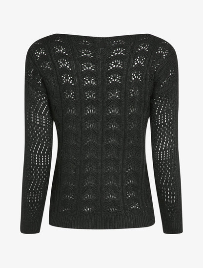 Cardigan ouvert en maille ajourée - Noir - 2