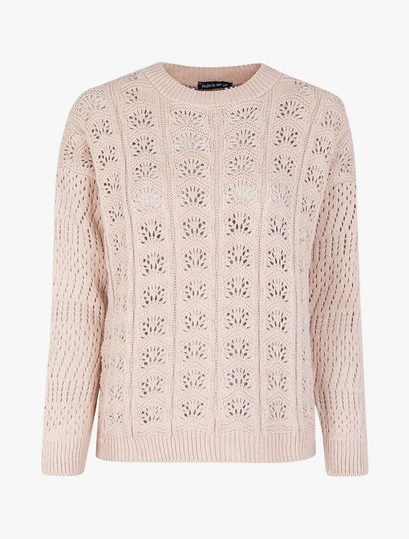 Pull ajouré en maille - Rose - 4