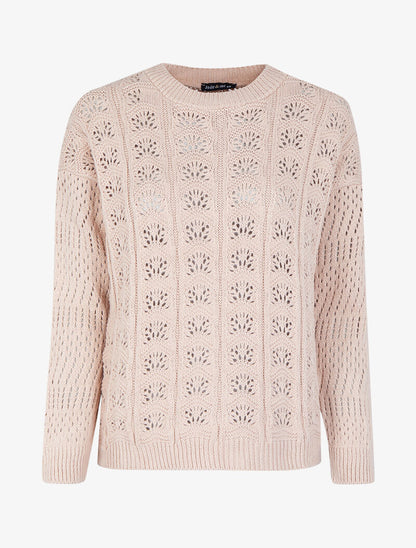 Pull ajouré en maille - Rose - 4