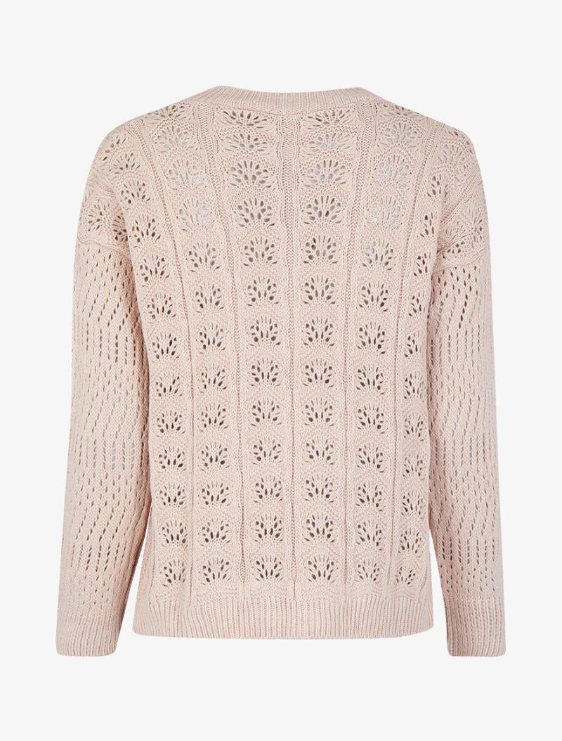 Pull ajouré en maille - Rose - 2