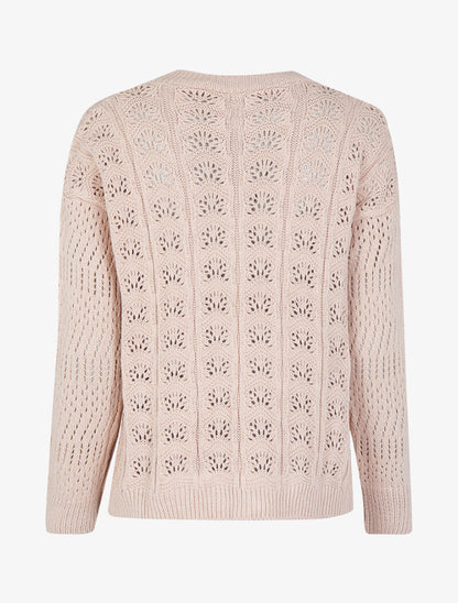 Pull ajouré en maille - Rose - 2