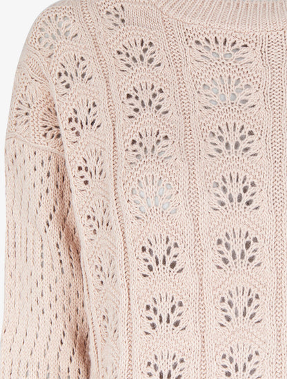 Pull ajouré en maille - Rose - 3