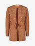 Veste en suédine à perles et liens à nouer - Camel - 1