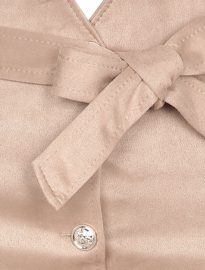 Jupe en suédine à taille empire stylisée - Beige - 3