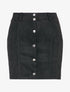 Jupe en suédine boutonnée à taille élastiquée - Noir - 1