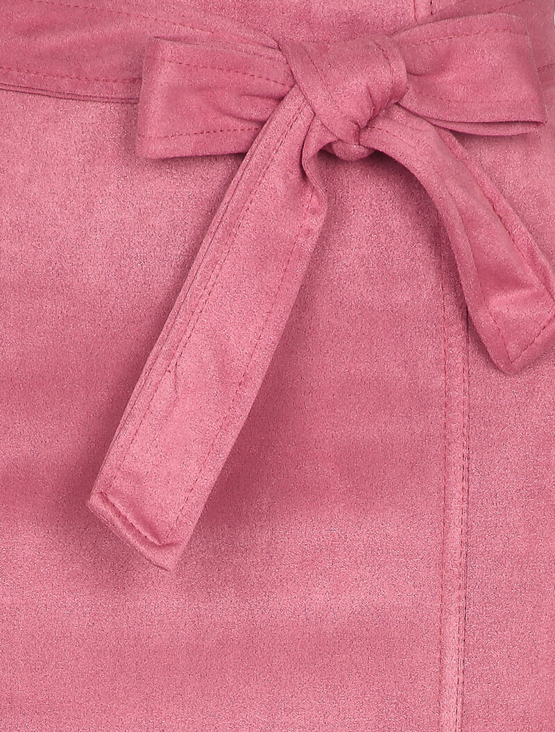 Jupe courte coupe crayon en suédine - Rose - 3