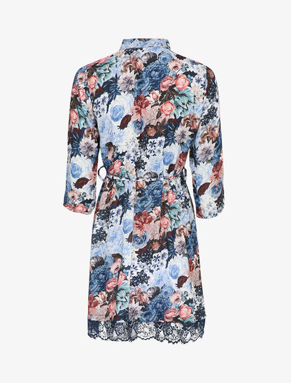 Robe fluide imprimé fleuri - Marine - 2