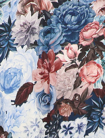 Robe fluide imprimé fleuri - Marine - 3