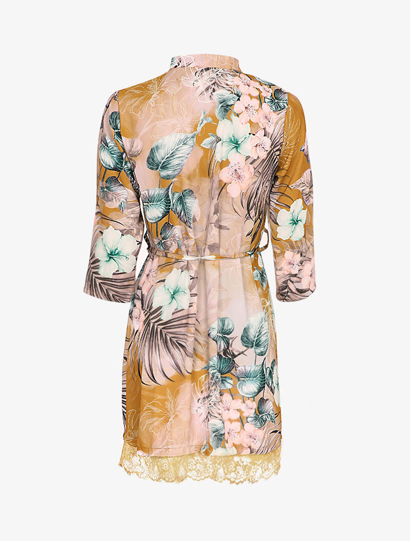 Robe fluide imprimé tropical - Jaune - 2