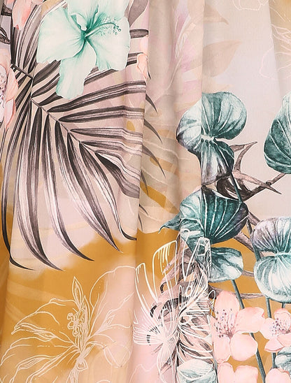 Robe fluide imprimé tropical - Jaune - 3