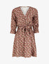 Robe satinée à imprimé petites roses - Marron - 1