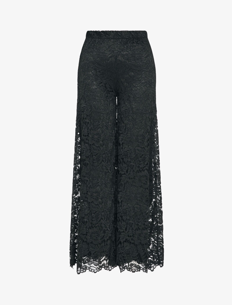 Pantalon extra long en dentelle - Noir - 4