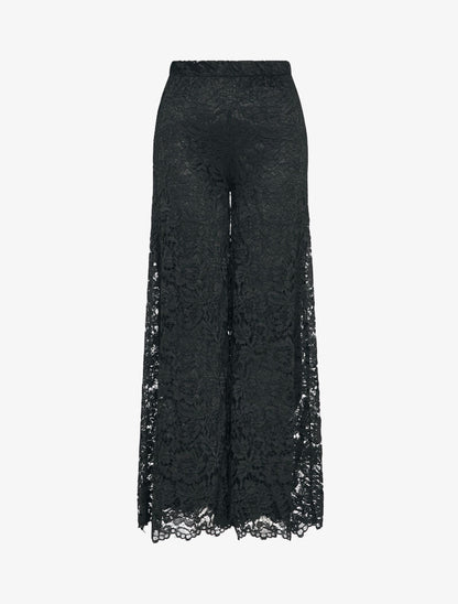 Pantalon extra long en dentelle - Noir - 4