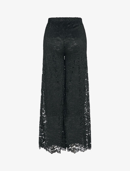 Pantalon extra long en dentelle - Noir - 2