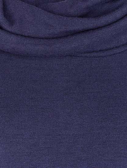 Pull fin à col roulé lâche - Marine - 3