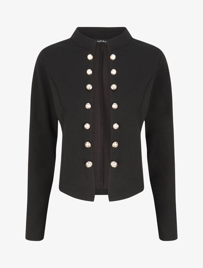 Veste courte à boutons stylisés dorés - Noir - 1