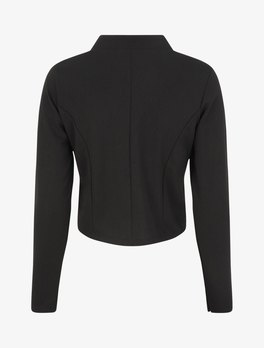 Veste courte à boutons stylisés dorés - Noir - 2