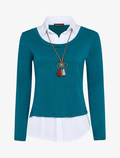 Pull à doublure style chemise en trompe l&