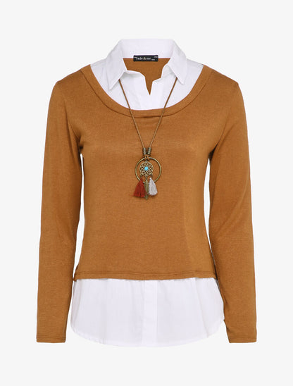 Pull à doublure style chemise en trompe l&