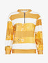 Sweat zippé style survêtement à rayures et imprimé fleuri - Moutarde - 1
