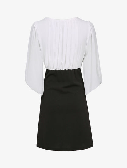 Robe patineuse à manches kimono - Blanc/noir - 2