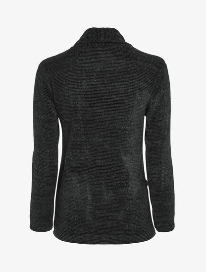 Gilet texturé à col châle - Noir - 2