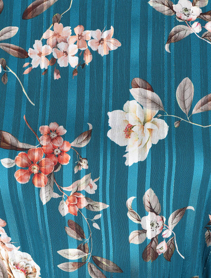 Robe bohème à motifs roses - Bleu - 4