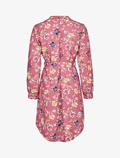 Robe asymétrique à imprimé multi-fleurs - Vieux rose - 2