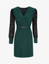 Robe patineuse à manches en dentelle - Vert - 1