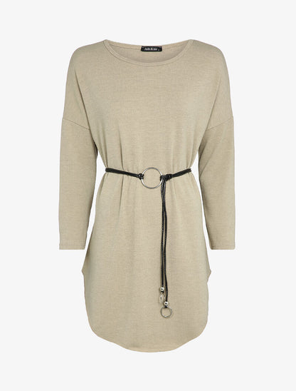 Robe pull oversize à manches dolman - Beige - 4