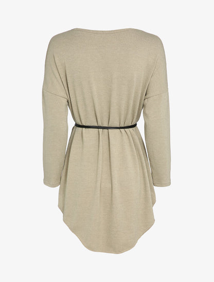Robe pull oversize à manches dolman - Beige - 2