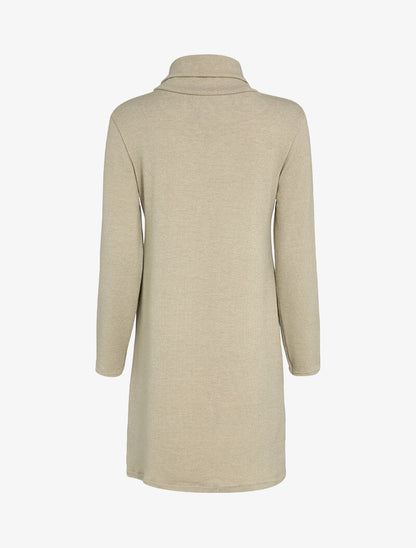 Robe pull oversize à col zippé stylisé - Beige - 2