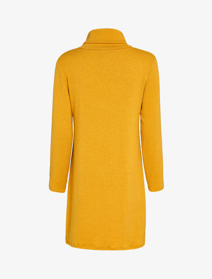 Robe pull oversize à col zippé stylisé - Moutarde - 2