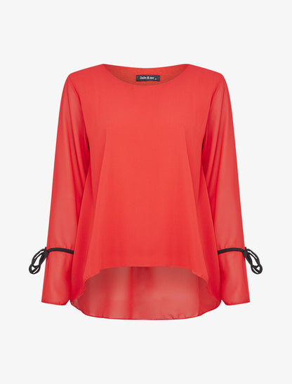 Top en voile asymétrique coupe oversize - Rouge - 1