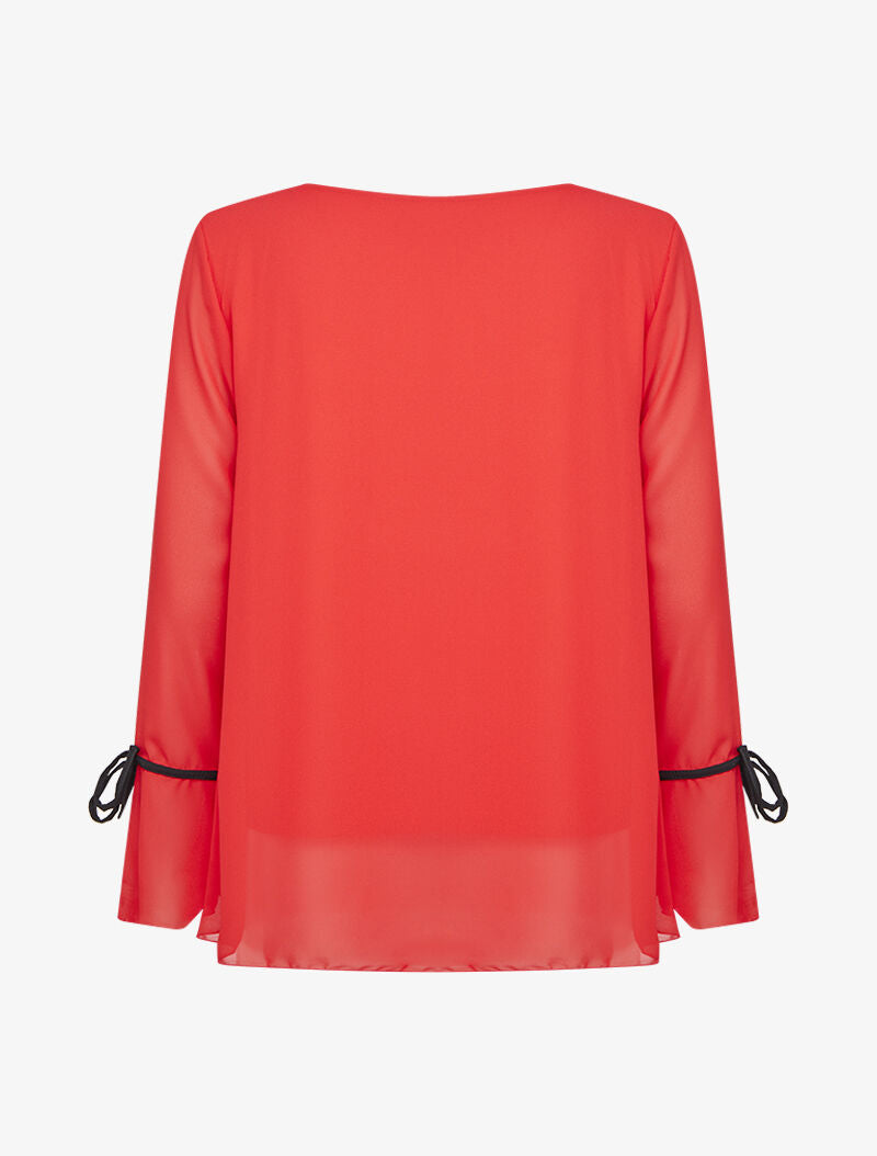 Top en voile asymétrique coupe oversize - Rouge - 2