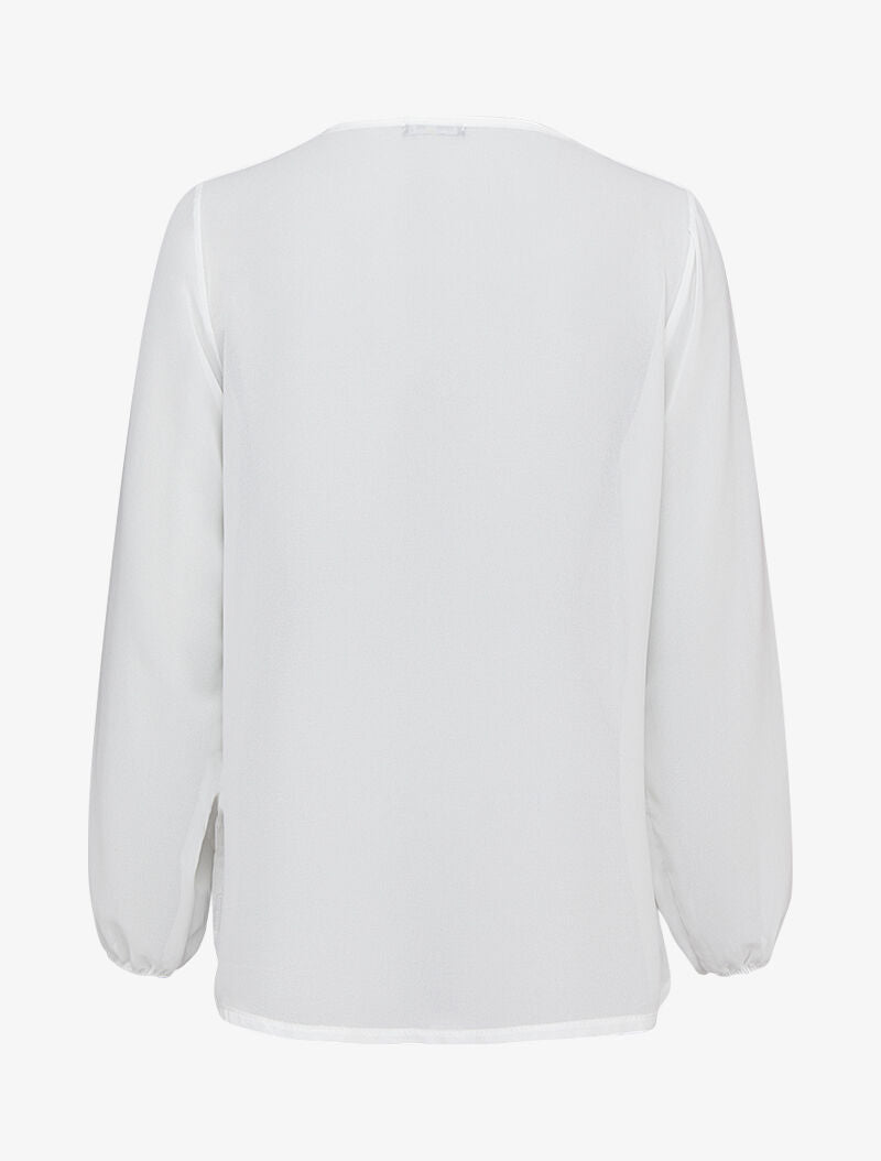 Top en voile oversize à empiècement dentelle - Blanc - 2