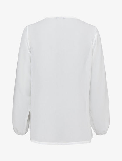 Top en voile oversize à empiècement dentelle - Blanc - 2