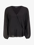 Blouse cache-coeur à bords volantés - Noir - 1