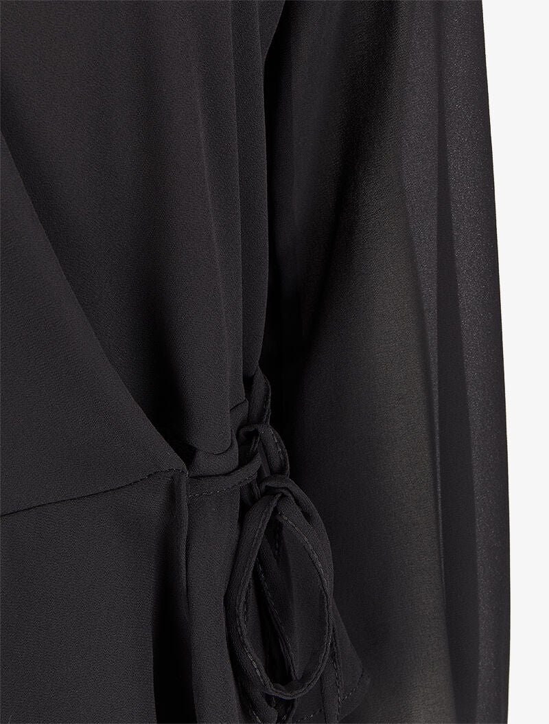Blouse cache-coeur à bords volantés - Noir - 3
