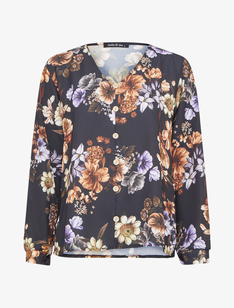 Top oversize à motifs pivoines - Noir - 3