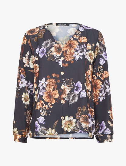 Top oversize à motifs pivoines - Noir - 3