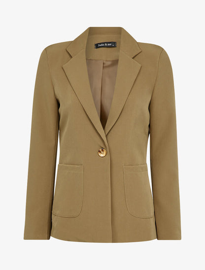 Blazer à poches plaquées et épaulettes - Camel - 3