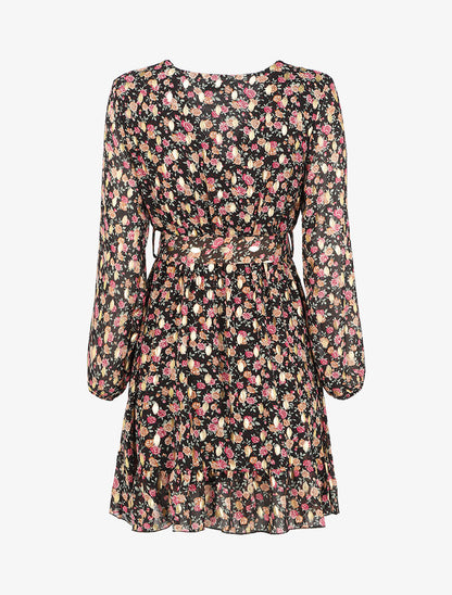 Robe patineuse à motifs roses - Noir - 2