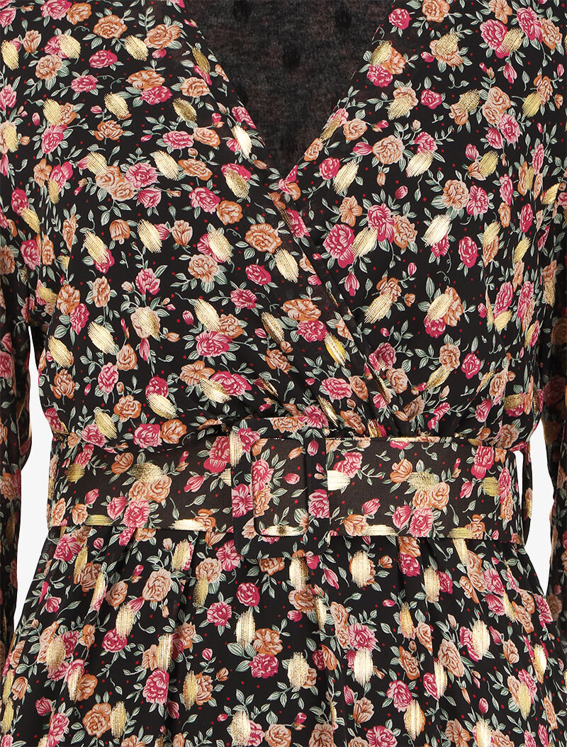 Robe patineuse à motifs roses - Noir - 3