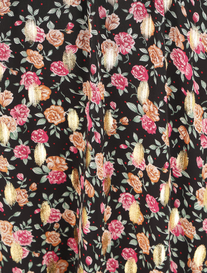 Robe patineuse à motifs roses - Noir - 4