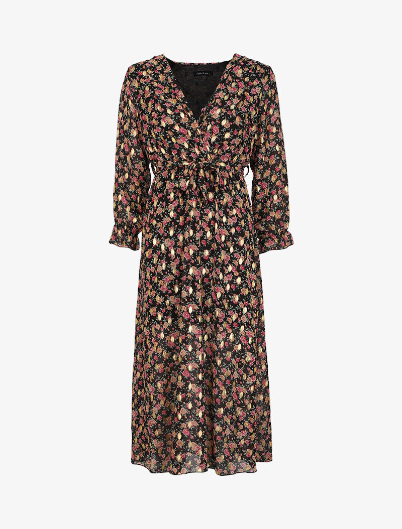 Robe longue bohème à imprimé fleuri - Noir - 1