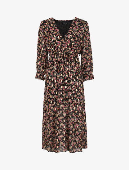 Robe longue bohème à imprimé fleuri - Noir - 1