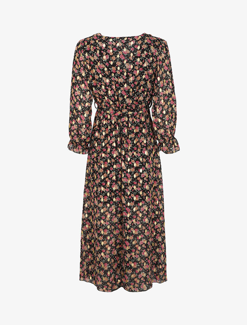 Robe longue bohème à imprimé fleuri - Noir - 2