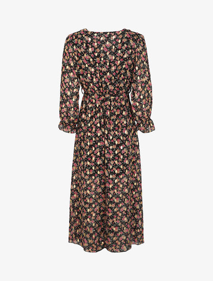 Robe longue bohème à imprimé fleuri - Noir - 2