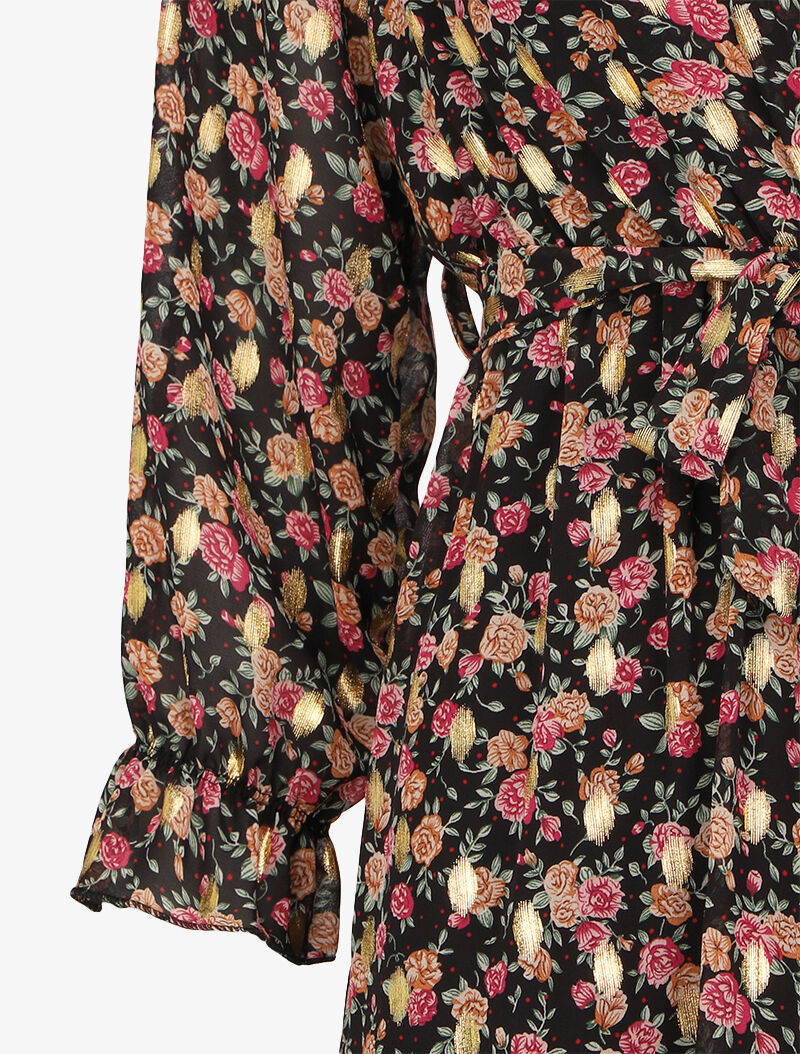 Robe longue bohème à imprimé fleuri - Noir - 3